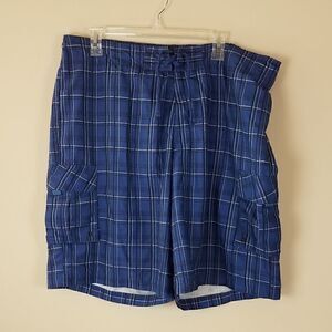 Red Camel Navy Plaid Swimming Trunks